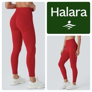 HALARA 7/8 Red Seamless Flow High Waisted Ruched 7/8 Yoga
Leggings